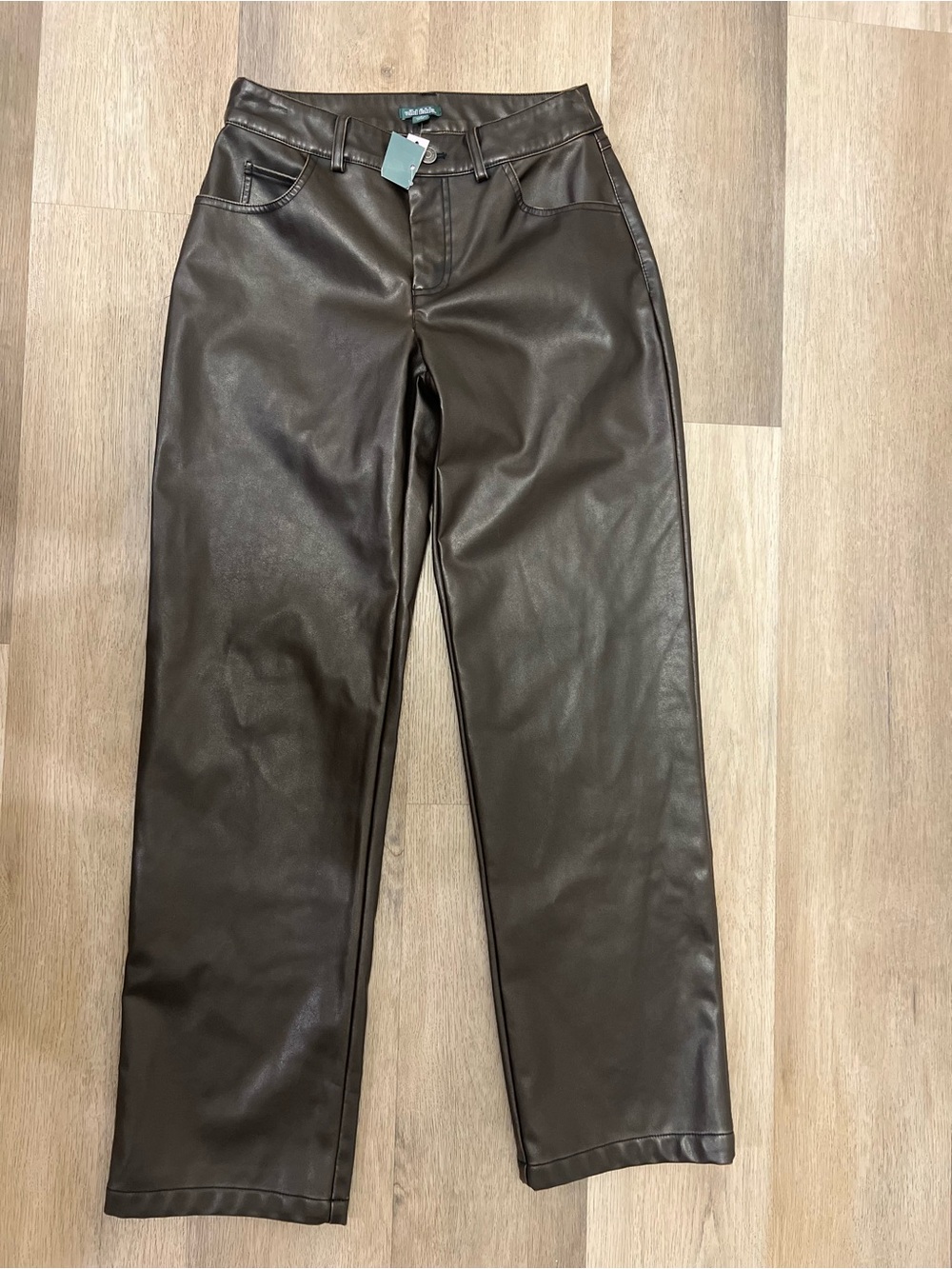 Wild fable Faux Leather Straight-Leg Pants - Dark Brown